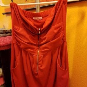 Pretty Red-orange Mini Dress